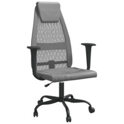 Berkfield Office Chair Grey Mesh Fabric And Faux Leather - thumbnail 2