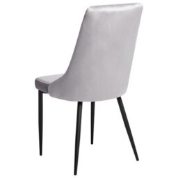 Wyld And Coco Velvet Dining Chairs Set Of 2 Light Grey With Black Iron Legs, Armless, Tufted Velvet Upholstery - thumbnail 6