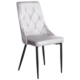 Wyld And Coco Velvet Dining Chairs Set Of 2 Light Grey With Black Iron Legs, Armless, Tufted Velvet Upholstery - thumbnail 4