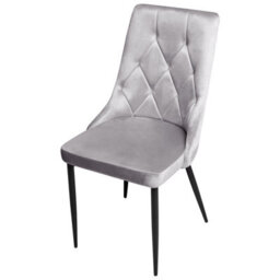 Wyld And Coco Velvet Dining Chairs Set Of 2 Light Grey With Black Iron Legs, Armless, Tufted Velvet Upholstery - thumbnail 5