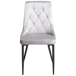Wyld And Coco Velvet Dining Chairs Set Of 2 Light Grey With Black Iron Legs, Armless, Tufted Velvet Upholstery - thumbnail 1