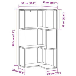 Walplus Corner Bookcase Black Oak 50 X 50 X 102 Cm Engineered Wood - thumbnail 9