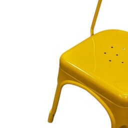 2Pc Yellow Metal Dining Chairs, Yellow Tolix Chairs, Yellow Stacking Cafe Chair - thumbnail 6
