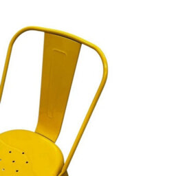 2Pc Yellow Metal Dining Chairs, Yellow Tolix Chairs, Yellow Stacking Cafe Chair - thumbnail 5