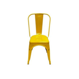2Pc Yellow Metal Dining Chairs, Yellow Tolix Chairs, Yellow Stacking Cafe Chair - thumbnail 3