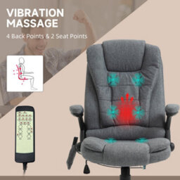 Vinsetto Ergonomic Office Chair W/ 6-Point Massage And Back Heated, Grey - thumbnail 4