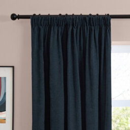 furn. Furn Soft Chenille Blackout Pencil Pleat Curtain Pair, Navy, (W) 168 X (D) 229Cm - thumbnail 6