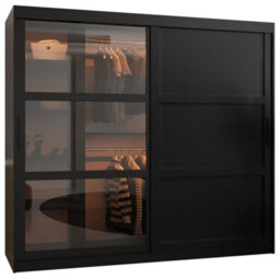 Arte Parma Iiii Mirrored And Smoked Glass Sliding Door Wardrobe (H2000mm W2000mm D620mm) With Shelves -Black Matt - thumbnail 2