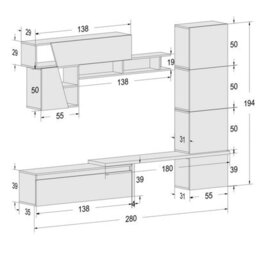 Decorotika Reims  Moduler Modern Tv Unit Wall Mount Customizable Layout High Gloss White - thumbnail 6