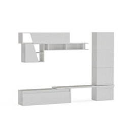 Decorotika Reims  Moduler Modern Tv Unit Wall Mount Customizable Layout High Gloss White - thumbnail 4