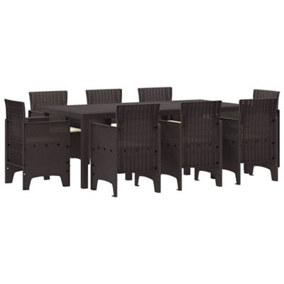 Berkfield Modern Garden Dining Set 9 Pcs Brown Polt Rattan - image 1