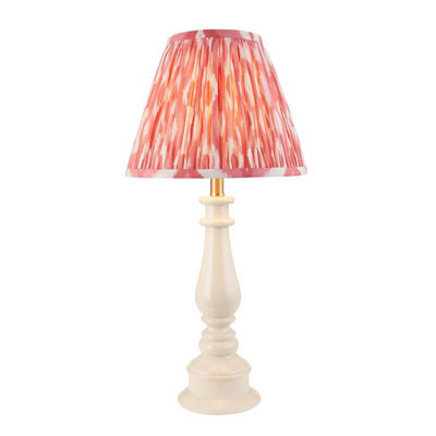 Luminosa Lighting Luminosa Myrtle Almond White Table Lamp With Coral Pink Fabric Ikat Shade 25Cm B22 - image 1