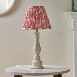 Luminosa Lighting Luminosa Myrtle Almond White Table Lamp With Coral Pink Fabric Ikat Shade 25Cm B22 - thumbnail 3