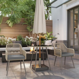 Outsunny Rattan Dining Set, 4 Seater Rattan Garden Furniture, Light Brown - thumbnail 8
