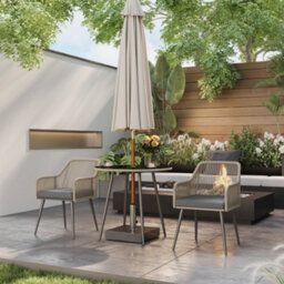 Outsunny Rattan Dining Set, 4 Seater Rattan Garden Furniture, Light Brown - thumbnail 1