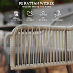 Outsunny Rattan Dining Set, 4 Seater Rattan Garden Furniture, Light Brown - thumbnail 4