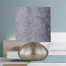 First Choice Lighting Jenson - Brushed Chrome Touch Table Lamp With Crushed Velvet Shade - thumbnail 4