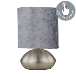 First Choice Lighting Jenson - Brushed Chrome Touch Table Lamp With Crushed Velvet Shade - thumbnail 5