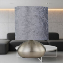 First Choice Lighting Jenson - Brushed Chrome Touch Table Lamp With Crushed Velvet Shade - thumbnail 3