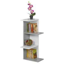 Urbn-Living Urbnliving Height 85Cm 3 Tier Wooden Modern Corner Bookcase Shelves White And Grey Colour Living Room Storage Free Standing Displa - thumbnail 1
