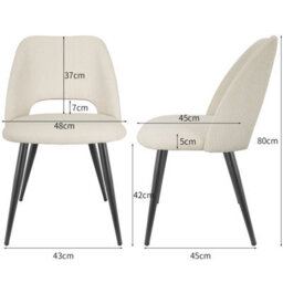 Longtoo Set Of 6 Dining Chairs, Velvet Upholstery, Separate Legs, Beige - thumbnail 3