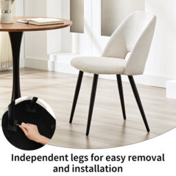 Longtoo Set Of 6 Dining Chairs, Velvet Upholstery, Separate Legs, Beige - thumbnail 6