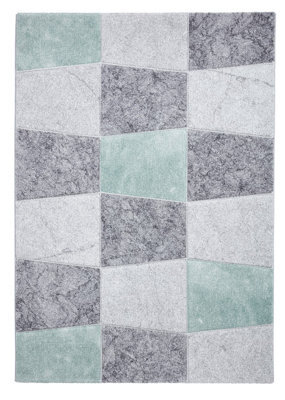 Grey/green Rug, Geometric Rug, Modern Rug, Grey/green Rug For Bedroom, Living Room, & Dining Room-120Cm X 170Cm