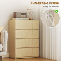 Homcom Bedroom Chest Of Drawers, 4 Drawers Dresser, Drawer Unit, Natural - thumbnail 5