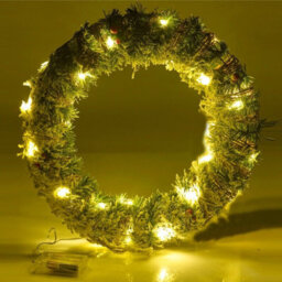 Urbn-Living Urbnliving 40Cm Led Light Green Snow Flocked Christmas Wreath White Door Wall Hanging Garland - thumbnail 4