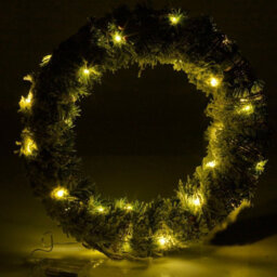 Urbn-Living Urbnliving 40Cm Led Light Green Snow Flocked Christmas Wreath White Door Wall Hanging Garland - thumbnail 5