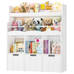 White Bookcase Storage Unit With 3 Boxes - thumbnail 1