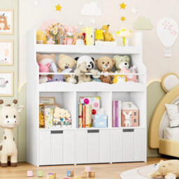 White Bookcase Storage Unit With 3 Boxes - thumbnail 5