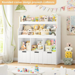 White Bookcase Storage Unit With 3 Boxes - thumbnail 4