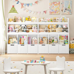 White Bookcase Storage Unit With 3 Boxes - thumbnail 3