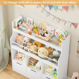 White Bookcase Storage Unit With 3 Boxes - thumbnail 6