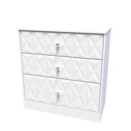 Genoa Ready Assembled Matt White No Effect 3 Drawer Chest (H)791mm (W)766mm (D)395mm - thumbnail 2