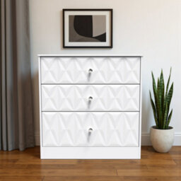 Genoa Ready Assembled Matt White No Effect 3 Drawer Chest (H)791mm (W)766mm (D)395mm - thumbnail 1