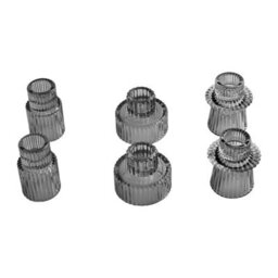 Living And Home Set Of 6 Smoke Gray Fluted Soda Lime Glass Taper Candle Holders Three Styles Table Decor - thumbnail 4