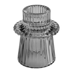 Living And Home Set Of 6 Smoke Gray Fluted Soda Lime Glass Taper Candle Holders Three Styles Table Decor - thumbnail 7