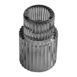 Living And Home Set Of 6 Smoke Gray Fluted Soda Lime Glass Taper Candle Holders Three Styles Table Decor - thumbnail 6