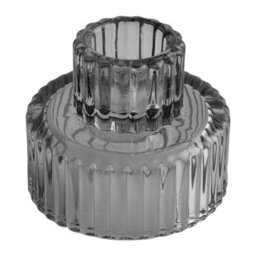 Living And Home Set Of 6 Smoke Gray Fluted Soda Lime Glass Taper Candle Holders Three Styles Table Decor - thumbnail 8