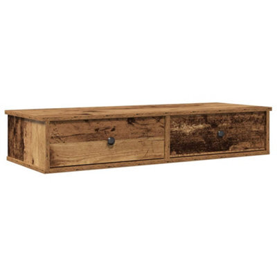 Berkfield Durable Wall Shelf With Drawers Old Wood 100X37.5X19 Cm Engineered Wood - image 1