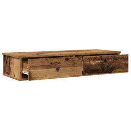 Berkfield Durable Wall Shelf With Drawers Old Wood 100X37.5X19 Cm Engineered Wood - thumbnail 7