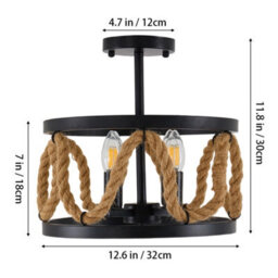 Komore Black Metal Hemp Rope Cylindrical Ceiling Light ,e14 - thumbnail 7