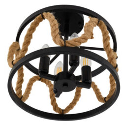 Komore Black Metal Hemp Rope Cylindrical Ceiling Light ,e14 - thumbnail 6