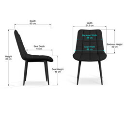 More4Homes Set Of 4 Nova Modern Faux Leather Dining Chair Padded Seat Metal Legs Kitchen (Black) - thumbnail 7