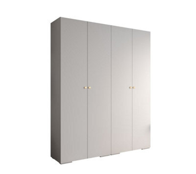 Arte Elegant Inova Ii Hinged Door Wardrobe H2370mm W2000mm D470mm - Versatile White Finish With Gold Round Metal Handles - image 1