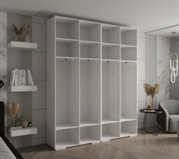Arte Elegant Inova Ii Hinged Door Wardrobe H2370mm W2000mm D470mm - Versatile White Finish With Gold Round Metal Handles - thumbnail 4