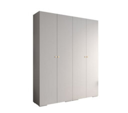 Arte Elegant Inova Ii Hinged Door Wardrobe H2370mm W2000mm D470mm - Versatile White Finish With Gold Round Metal Handles - thumbnail 1