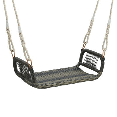 Costway Patio Swing Bench Backless Rattan Woven Patio Wicker W/ Hanging Ropes - image 1